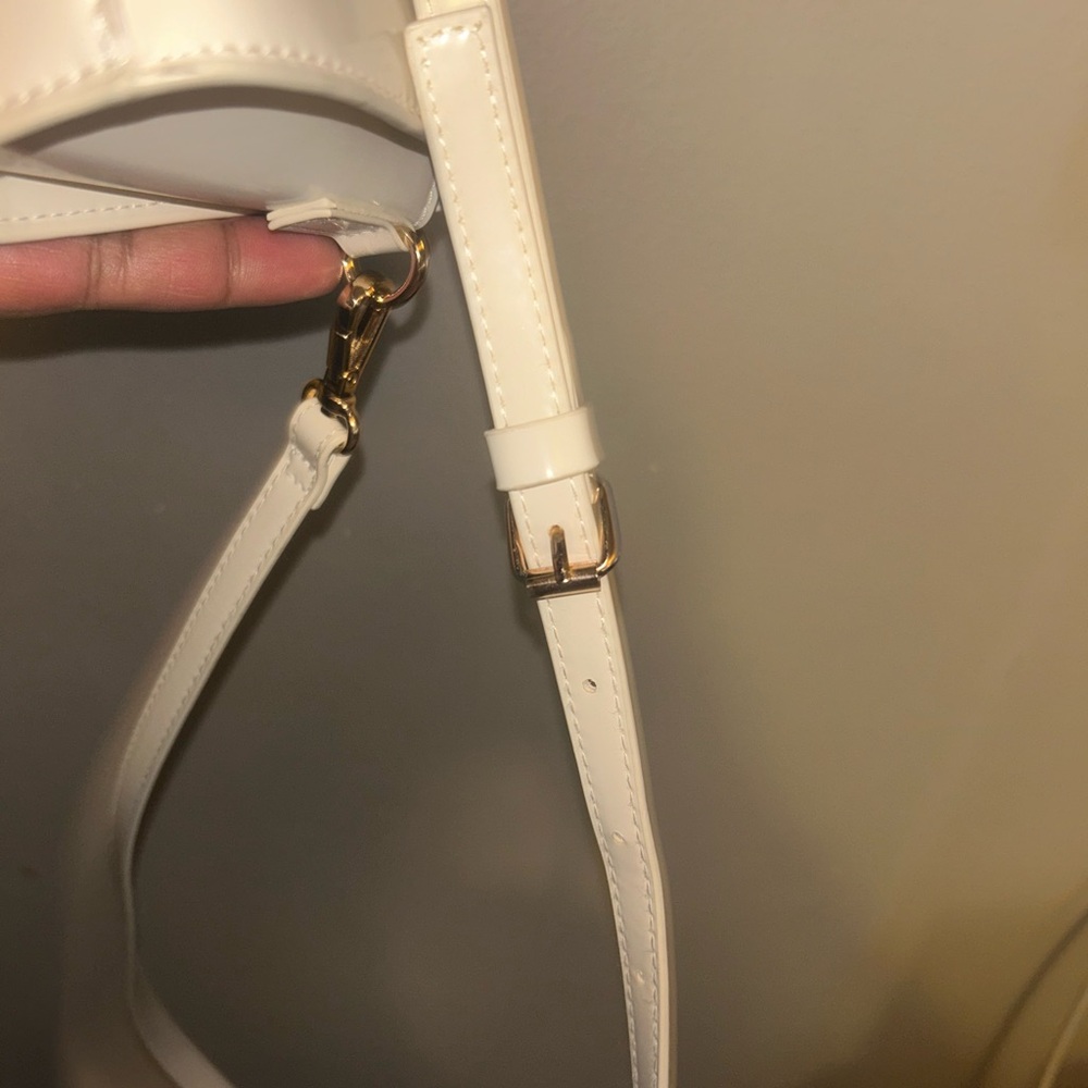 H&M purse - Glossy Cream Mini Bag - Goldtone Hardware Convertible Strap - Picture 8 of 10